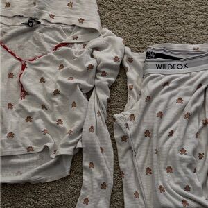 Wildfox White and Red Gingerbread Print Sleepwear